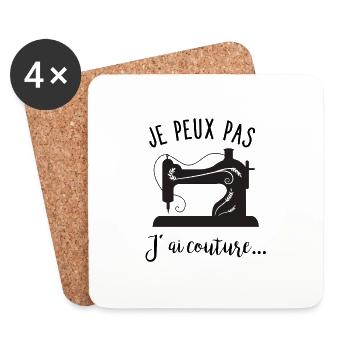 Je peux pas - j'ai couture - Dessous de verre (lot de 4) - blanc - Devant