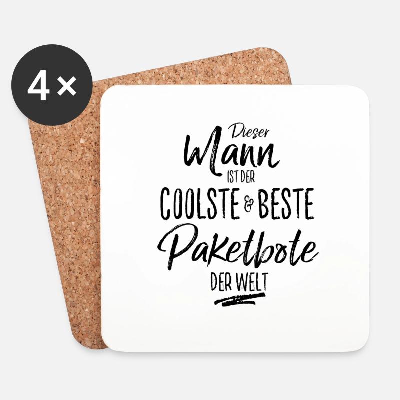 paketbote der Beste (s) - Untersetzer (4er-Set) - Weiß