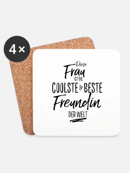 freundin-schwarz - Untersetzer (4er-Set) - Weiß