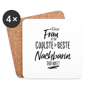 nachbarin - die Beste (s) - Untersetzer (4er-Set) - Weiß - Vorne