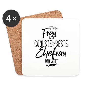 ehefrau - die Beste (s) - Untersetzer (4er-Set) - Weiß - Vorne