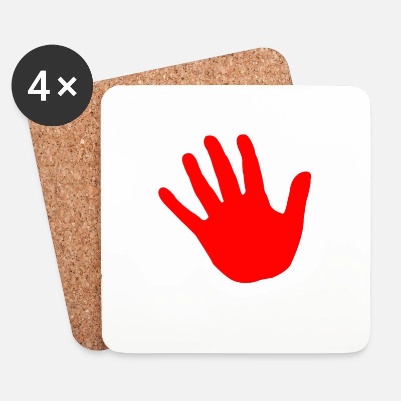 hand rot - Untersetzer (4er-Set) - Weiß