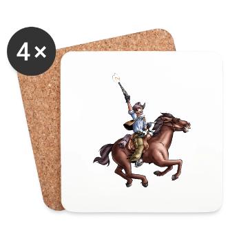 Comic Cowboy auf Pferd - Untersetzer (4er-Set) - Weiß - Vorne