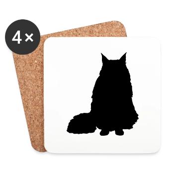 Vektor Katze Silhouette - Untersetzer (4er-Set) - Weiß - Vorne