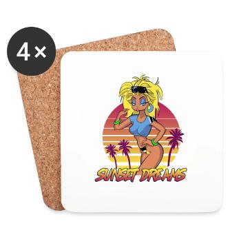 Sunset Dreams Pinup Retro - Dessous de verre (lot de 4) - blanc - Devant
