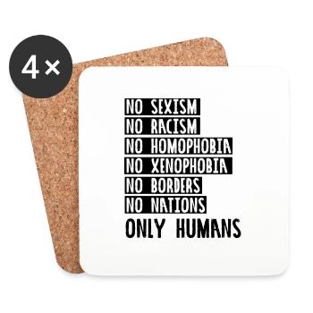 Sexism racism homophobia, no thanks - Coasters (set of 4) - white - Front