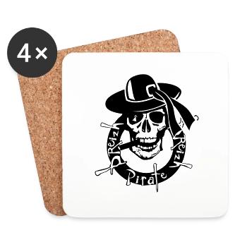 breizh pirate tete de mort crane skull - Dessous de verre (lot de 4) - blanc - Devant