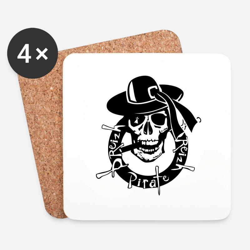 Breizh Piratenkopf des Todeskranichschädels - Untersetzer (4er-Set) - Weiß