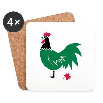 poule poulet coq fou cuisine - Dessous de verre (lot de 4) - blanc - Devant