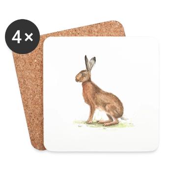Hase - Untersetzer (4er-Set) - Weiß - Vorne