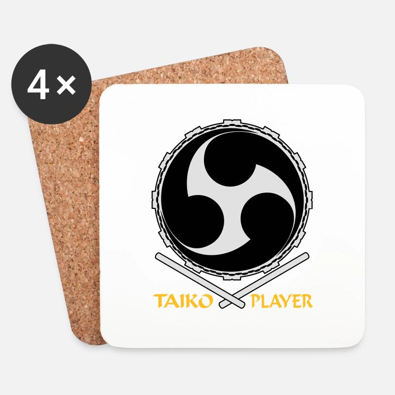 Symbol Taiko-Drumming V1 (dreifarbig) - Untersetzer (4er-Set) - Weiß