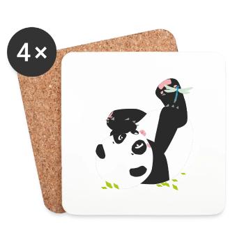 der Panda und mamz'elle libelle - Untersetzer (4er-Set) - Weiß - Vorne