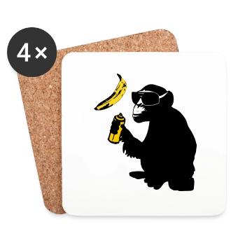 monkey sprayed banana - Coasters (set of 4) - white - Front
