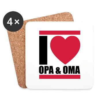 i love oma & opa - Untersetzer (4er-Set) - Weiß - Vorne