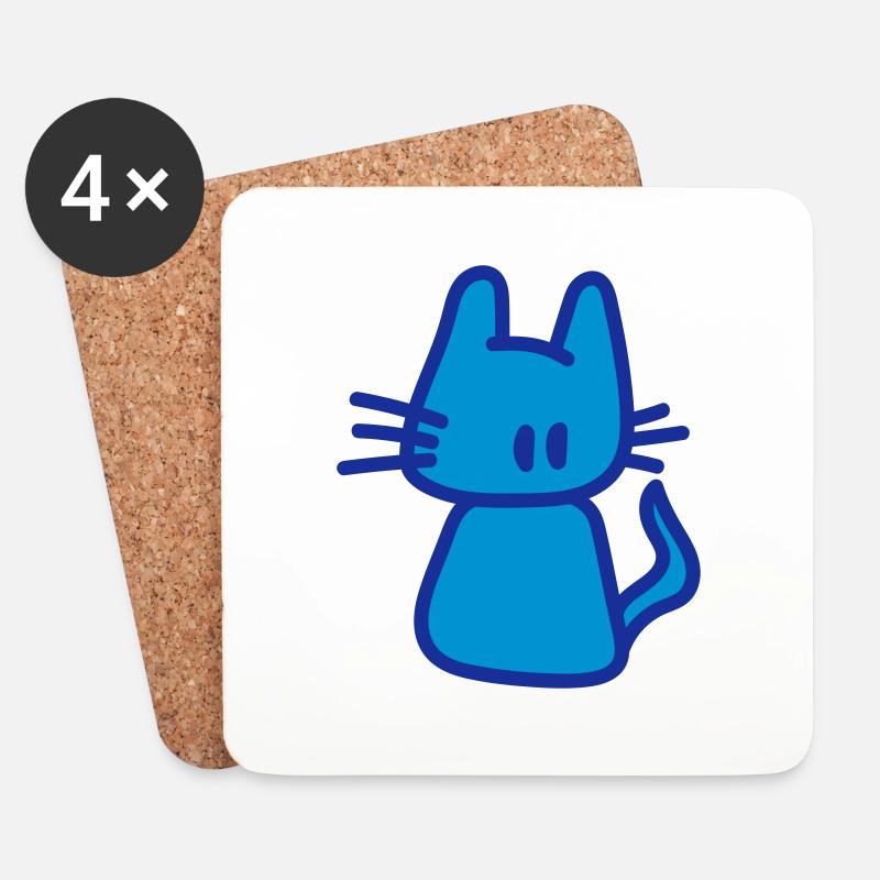 katze / cat - Untersetzer (4er-Set) - Weiß