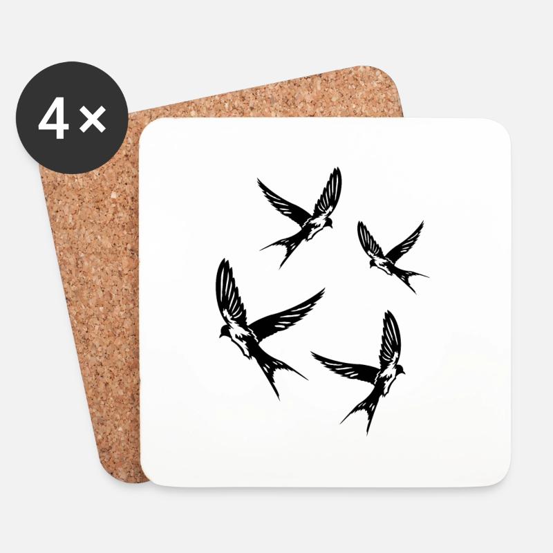 SCHWALBEN MIT WEISSEM BAUCH FLIEGENDE MEHLSCHWALBE - Untersetzer (4er-Set) - Weiß