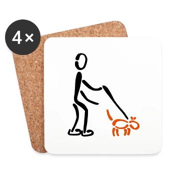 Gassi Hund 2C - Untersetzer (4er-Set) - Weiß - Vorne