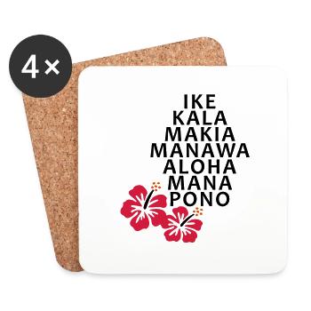 Die 7 Huna Prinzipien / Hibiscus Blüten - Untersetzer (4er-Set) - Weiß - Vorne