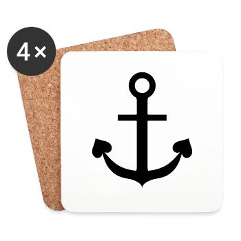 Heart anchor maritime North German - Coasters (set of 4) - white - Front