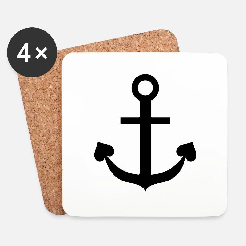 Heart anchor maritime North German - Coasters (set of 4) - white