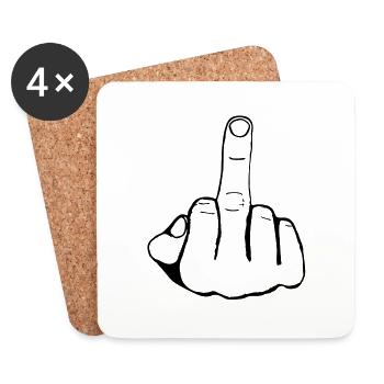 FUCK YOU - MITTELFINGER - STINKEFINGER - Untersetzer (4er-Set) - Weiß - Vorne