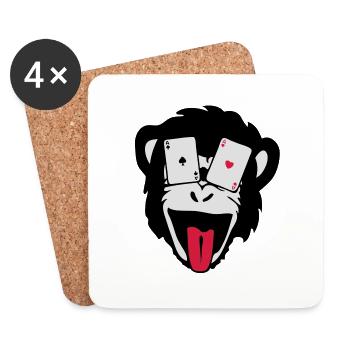 Affe Gorilla Affe Poker tete5 - Untersetzer (4er-Set) - Weiß - Vorne