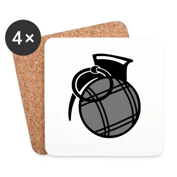 petanque ball grenade - Coasters (set of 4) - white - Front