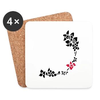 flower around right corner - Coasters (set of 4) - white - Front