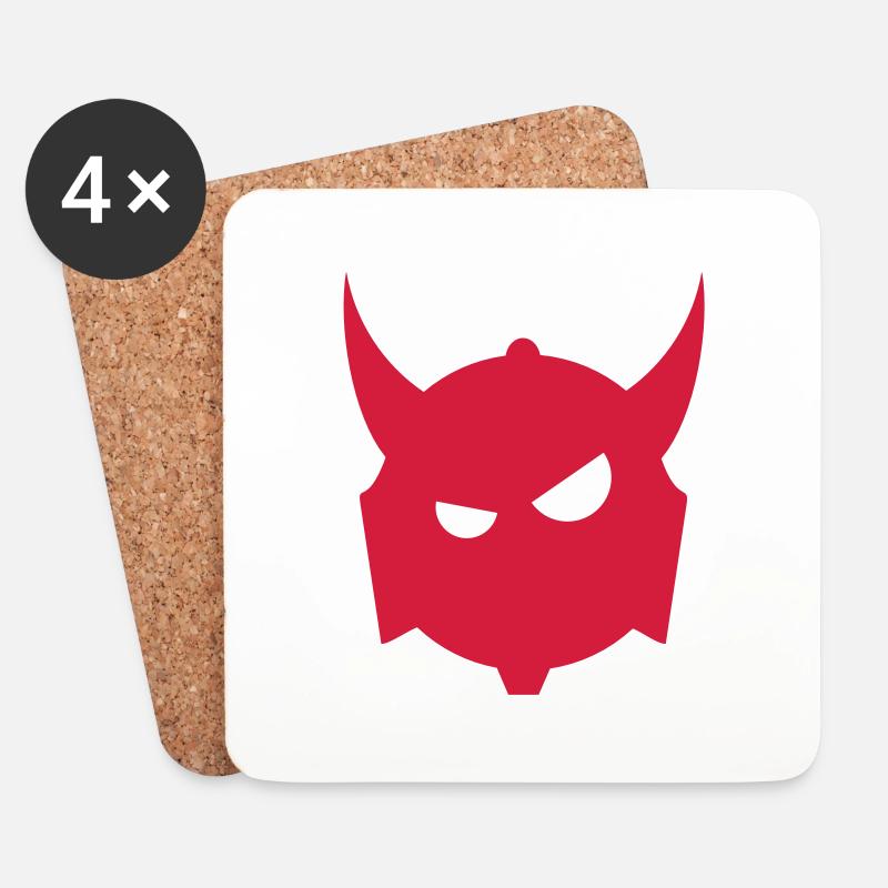 Teufelskopf/ devils head (1c) - Untersetzer (4er-Set) - Weiß