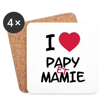 I Love Papy et Mamie - Coasters (set of 4) - white - Front