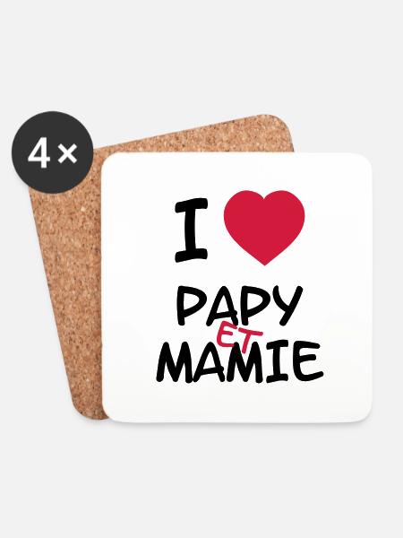 I Love Papy et Mamie - Coasters (set of 4) - white
