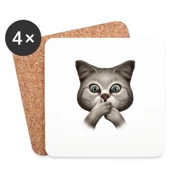 SHOCKING CAT - Coasters (set of 4) - white - Front