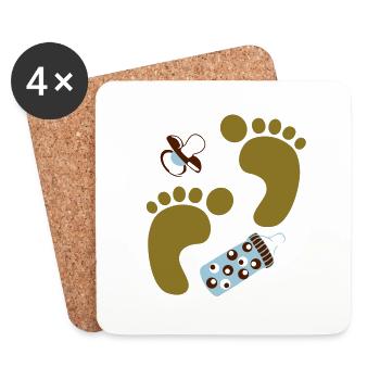 baby shower - Dessous de verre (lot de 4) - blanc - Devant