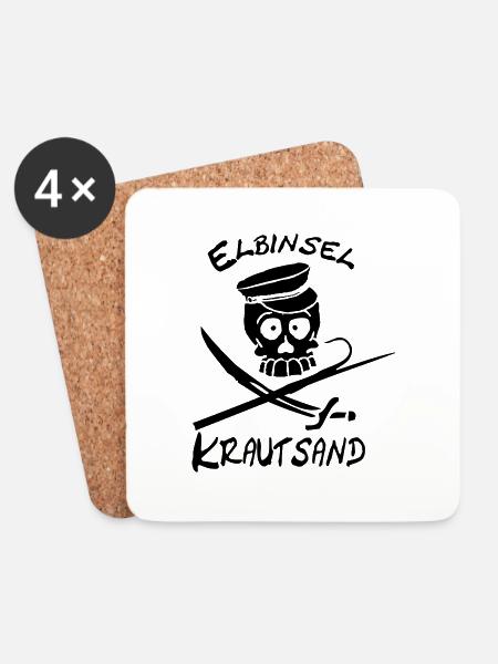 Elbinsel-Krautsand - Untersetzer (4er-Set) - Weiß