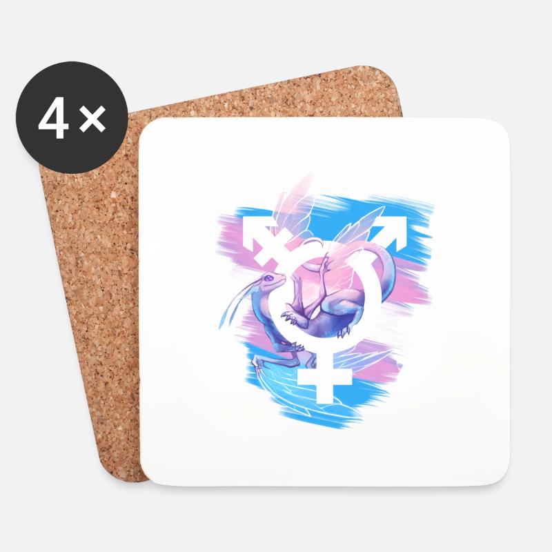 Transgender-Stolz-Drache - Untersetzer (4er-Set) - Weiß