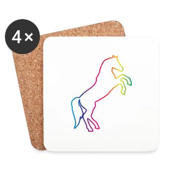Regenbogen Pferd / Pony - Untersetzer (4er-Set) - Weiß - Vorne