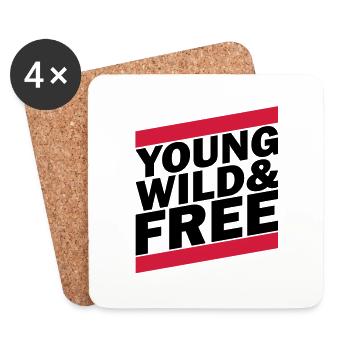 Young, Wild & Free (1c) - Untersetzer (4er-Set) - Weiß - Vorne