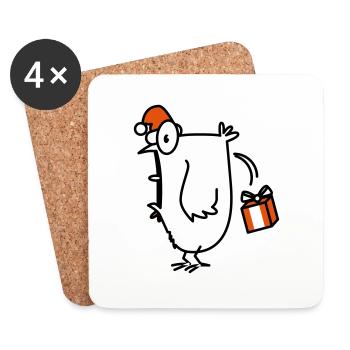christmas chick Weihnacht Huhn - Untersetzer (4er-Set) - Weiß - Vorne