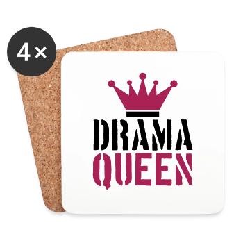 stamp drama queen cool woman princess female - Coasters (set of 4) - white - Front