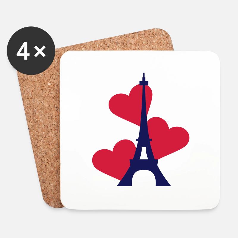Love Eiffeltoren / Eiffeltower / Tour Eiffel - Untersetzer (4er-Set) - Weiß