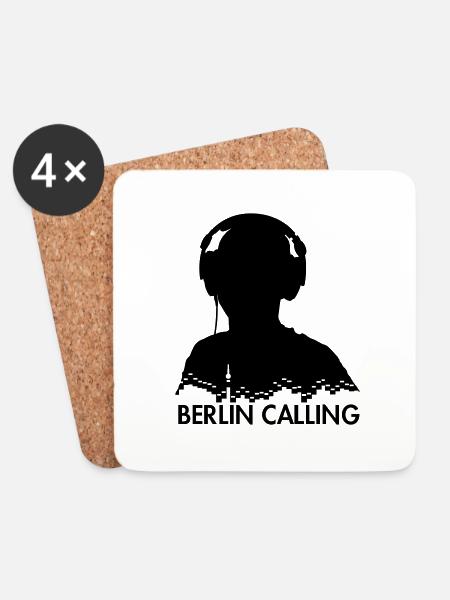 Berlin Calling Silhouette Shirts - Untersetzer (4er-Set) - Weiß