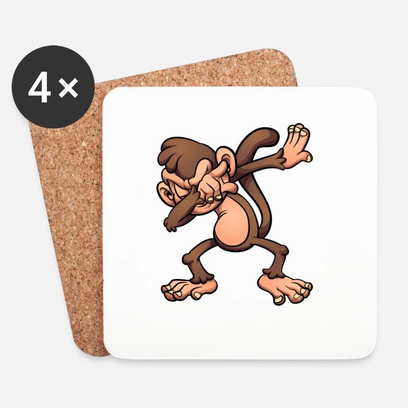 Affe Finger Finger Dummer Cartoon-Stil - Untersetzer (4er-Set) - Weiß
