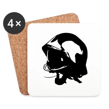 Feuerwehrhelm F1 - Untersetzer (4er-Set) - Weiß - Vorne