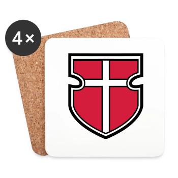 blason bouclier chevalier croisade croisade croix aller - Dessous de verre (lot de 4) - blanc - Devant