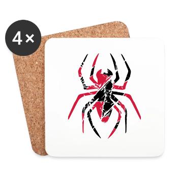 rot kratzer risse spinne logo design ekelig horror - Untersetzer (4er-Set) - Weiß - Vorne