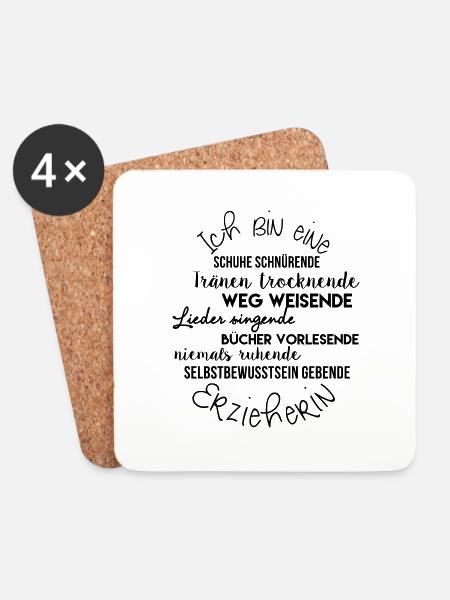 Ich bin eine Erzieherin - Untersetzer (4er-Set) - Weiß