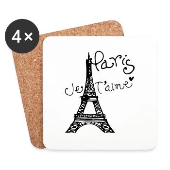 Paris Je T'aime Tour Eiffel - Dessous de verre (lot de 4) - blanc - Devant