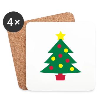 Weihnachtsbaum - Untersetzer (4er-Set) - Weiß - Vorne