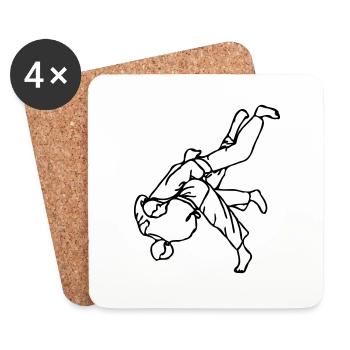 technique de judo - Dessous de verre (lot de 4) - blanc - Devant