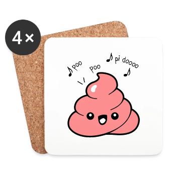 Kack emoji Sprüche - Untersetzer (4er-Set) - Weiß - Vorne